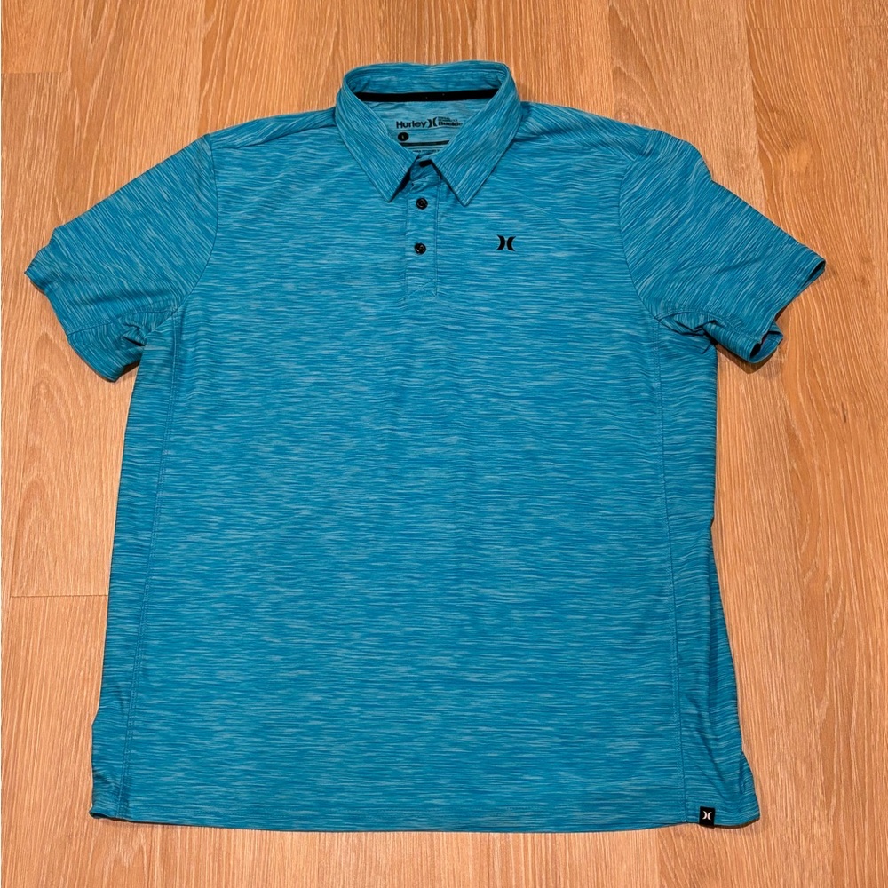 Men’s Hurley Buckle Aqua Blue Polo Size Large